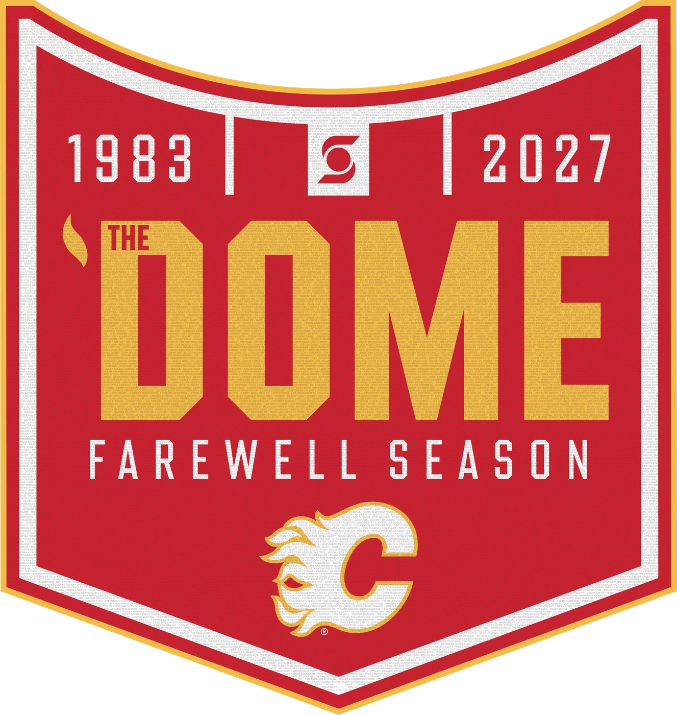 'The Dome Farewell Season crest, built from season ticket member, partner and staff names